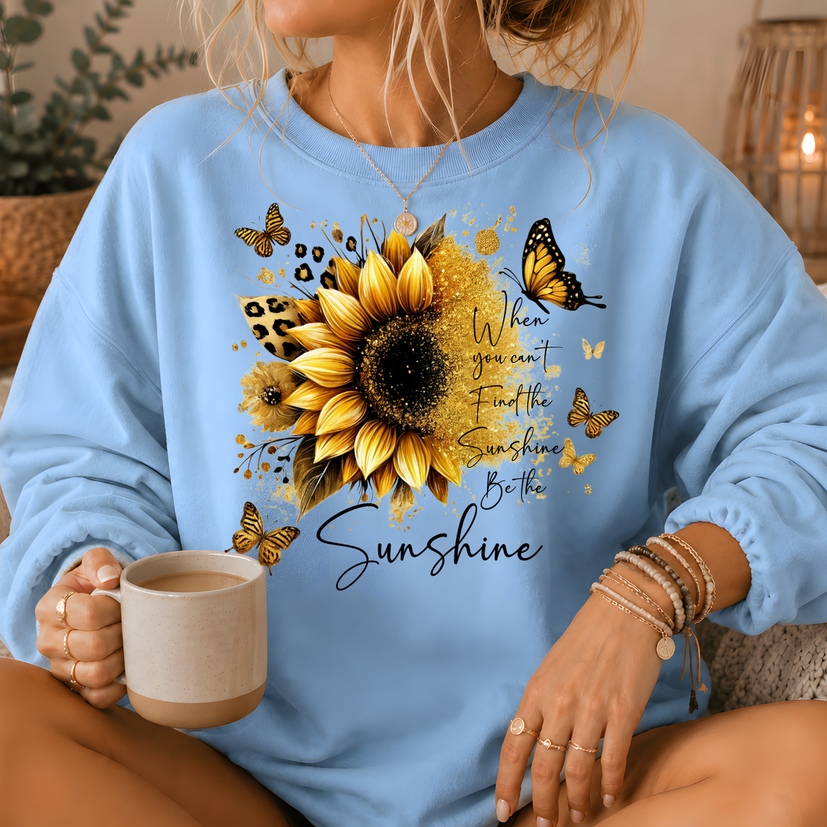 Be the Sunshine Sunflower Butterfly Crewneck Sweatshirt