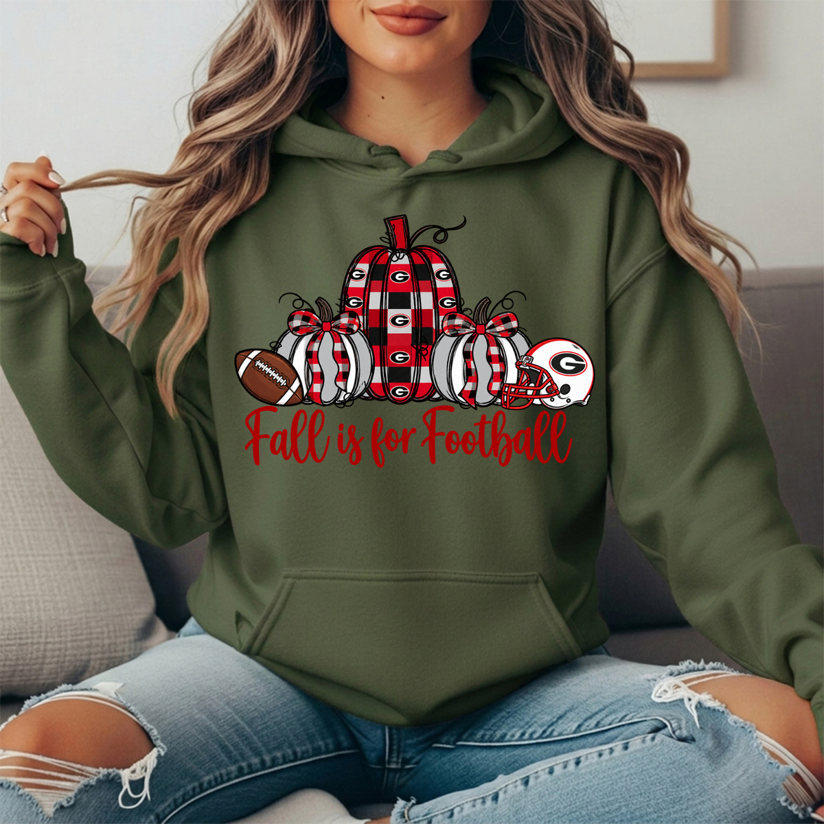 Georgia Bulldogs Fall Is for Football Pumpkin Graphic Hoodie