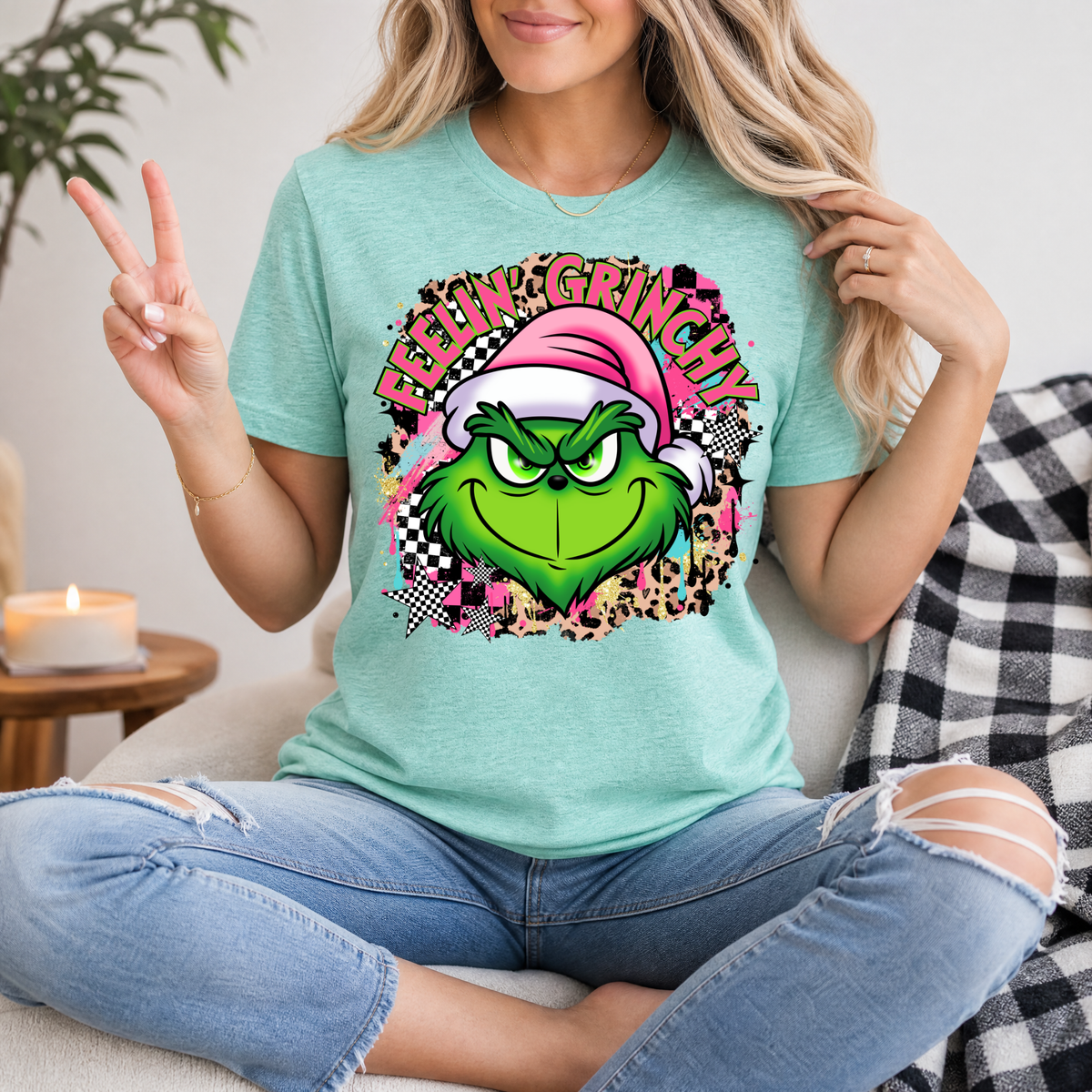 Feelin' Grinchy Christmas Premium Graphic Tee