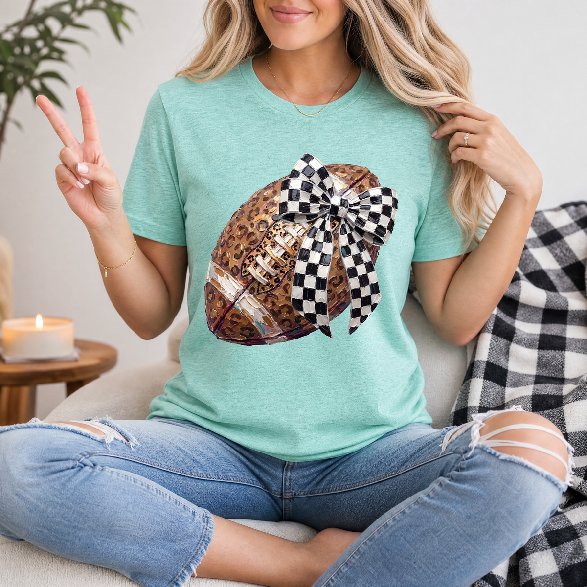 Leopard Painted Football Premium Graphic Tee