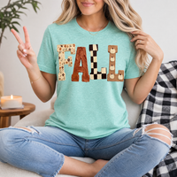Fall Floral, Checkerboard & Pumpkin Graphic Tee