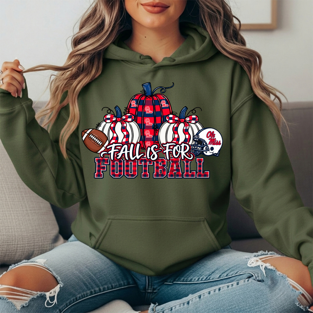 Ole Miss Fall Is for Football Pumpkin Graphic Hoodie