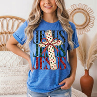 Jesus Christmas Cross & Bow Graphic Tee