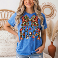 Christmas Plaid Bow & Holiday Charms Graphic Tee