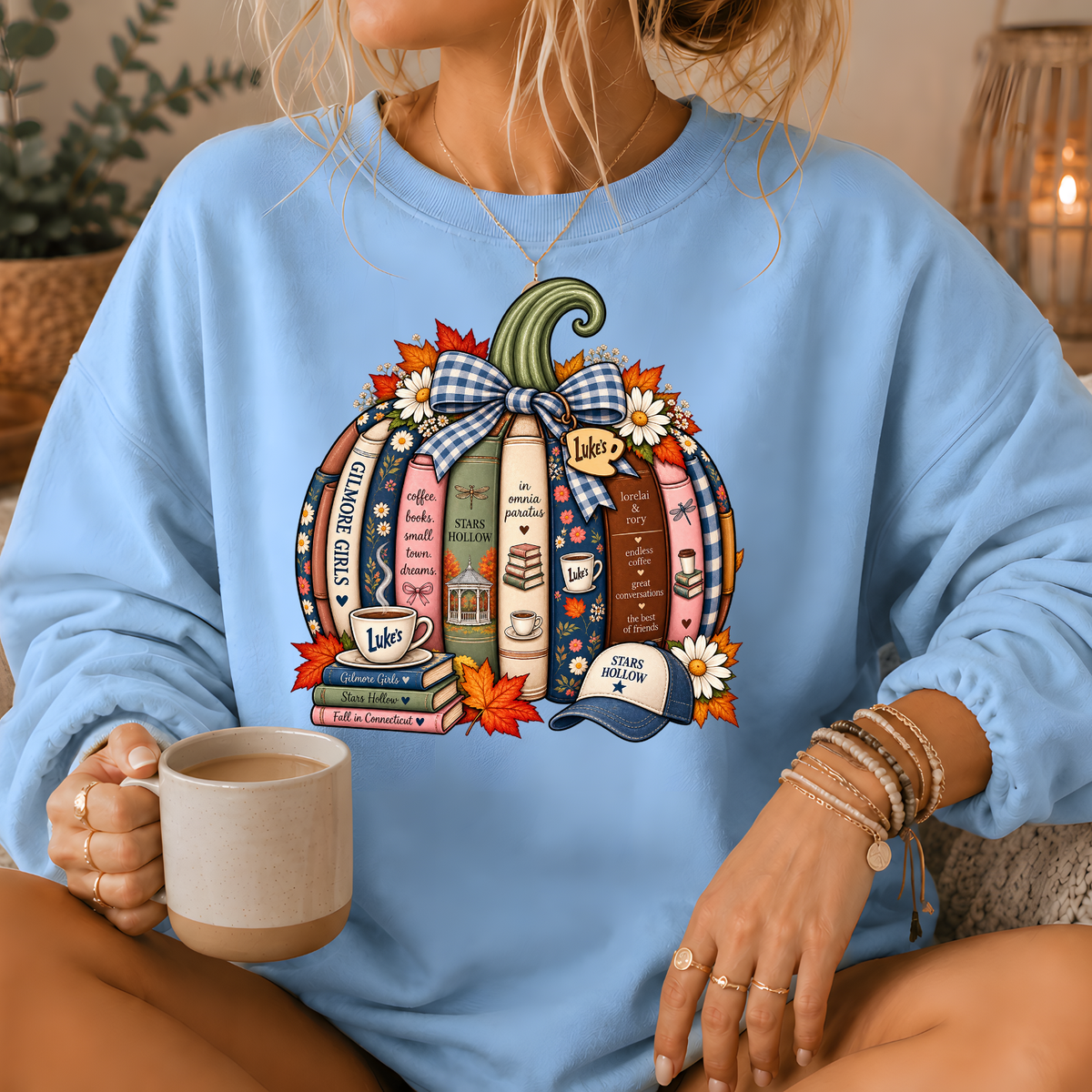 Gilmore Girls Inspired Bookish Pumpkin Crewneck Sweatshirt