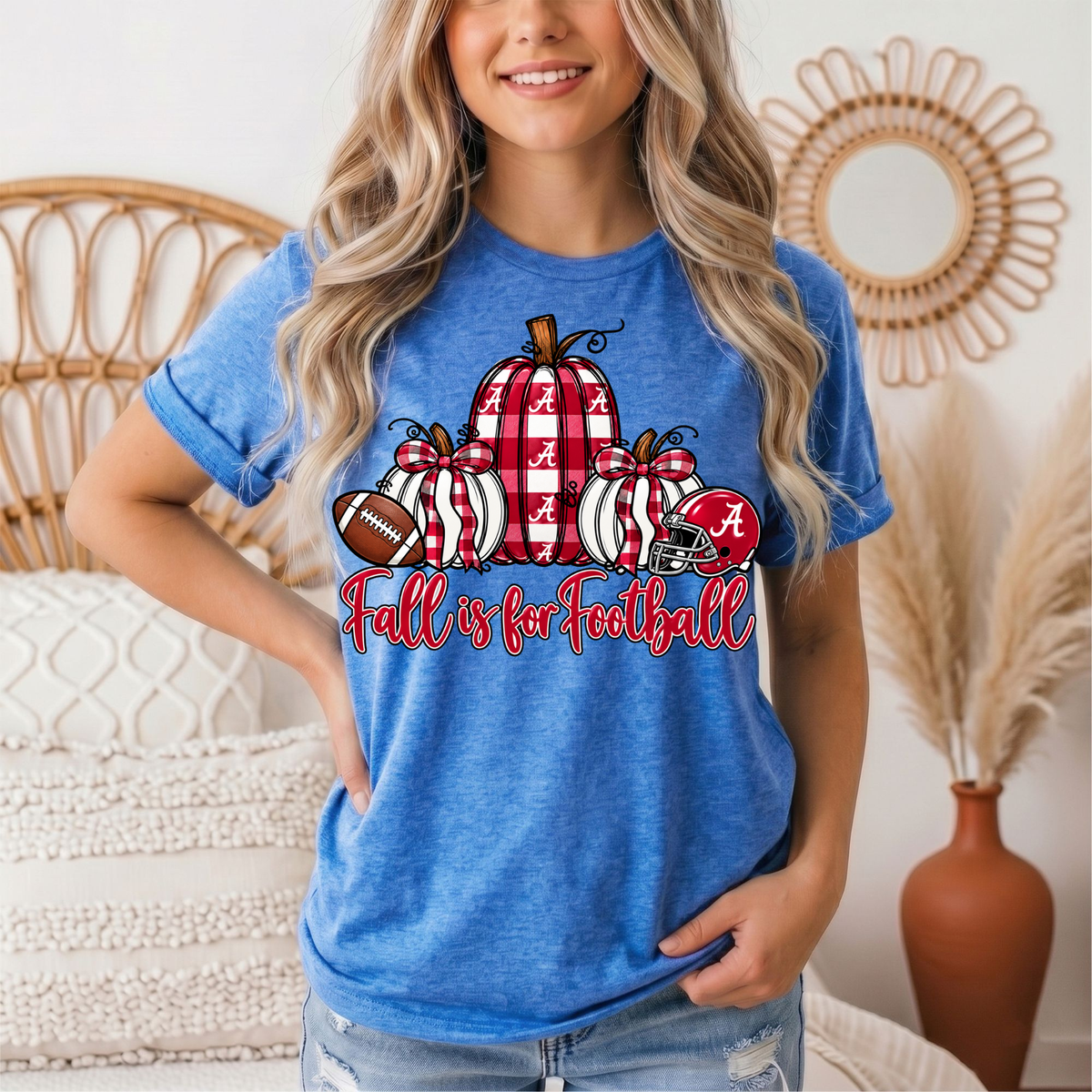Fall Is for Football Alabama Pumpkin Graphic Tee