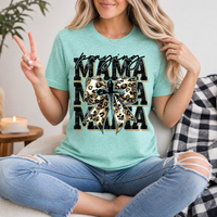 Praying Mama Leopard Bow & Cross Graphic Tee