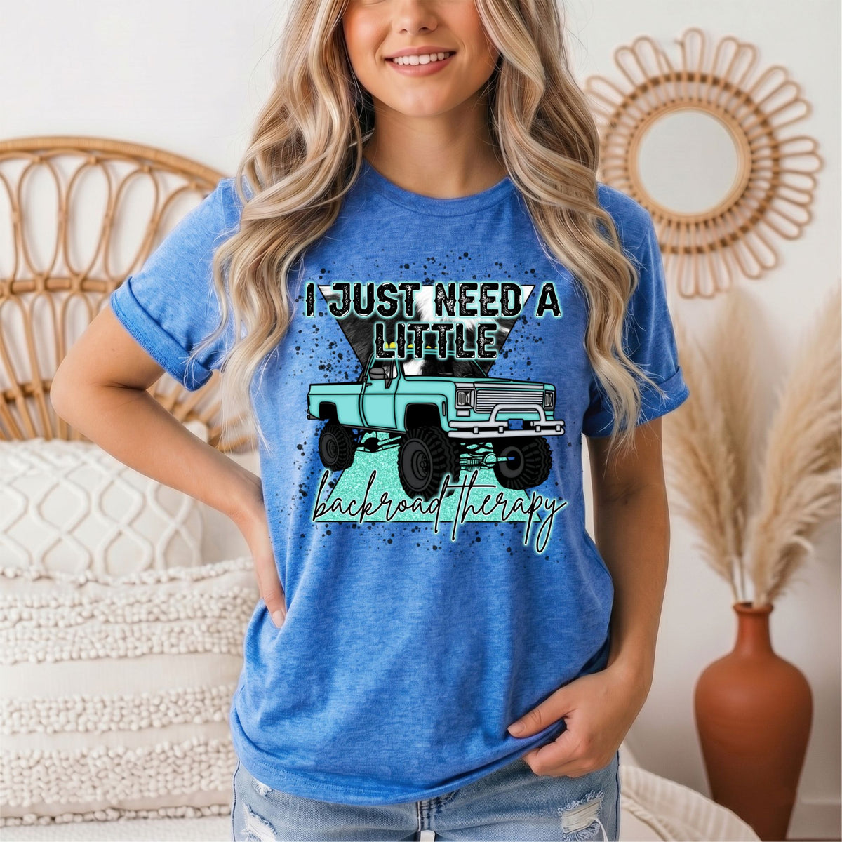 Backroad Therapy Turquoise Truck Graphic Tee