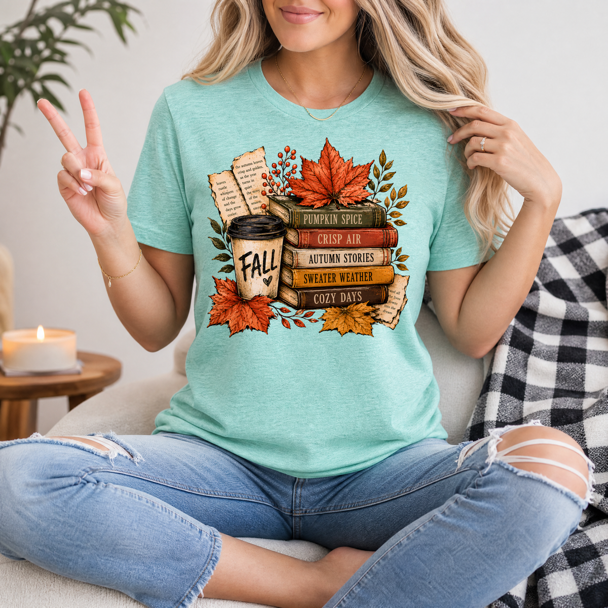 Fall & Bookish Cozy Premium Graphic Tee