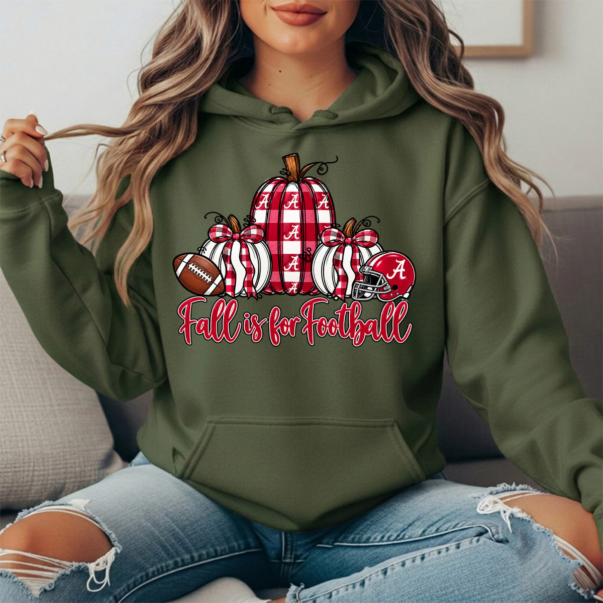 Alabama Crimson Tide Fall Is for Football Pumpkin Graphic Hoodie