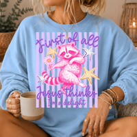Jesus Thinks I'm a Delight Raccoon Crewneck Sweatshirt