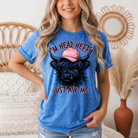 I'm Head Heffa Highland Cow Pink Bossy Cap Graphic Tee