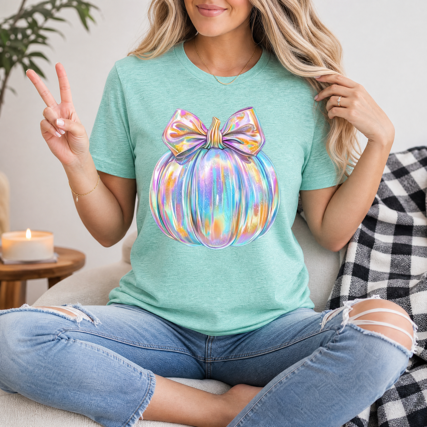 Sparkle Iridescent Pumpkin Premium Graphic Tee