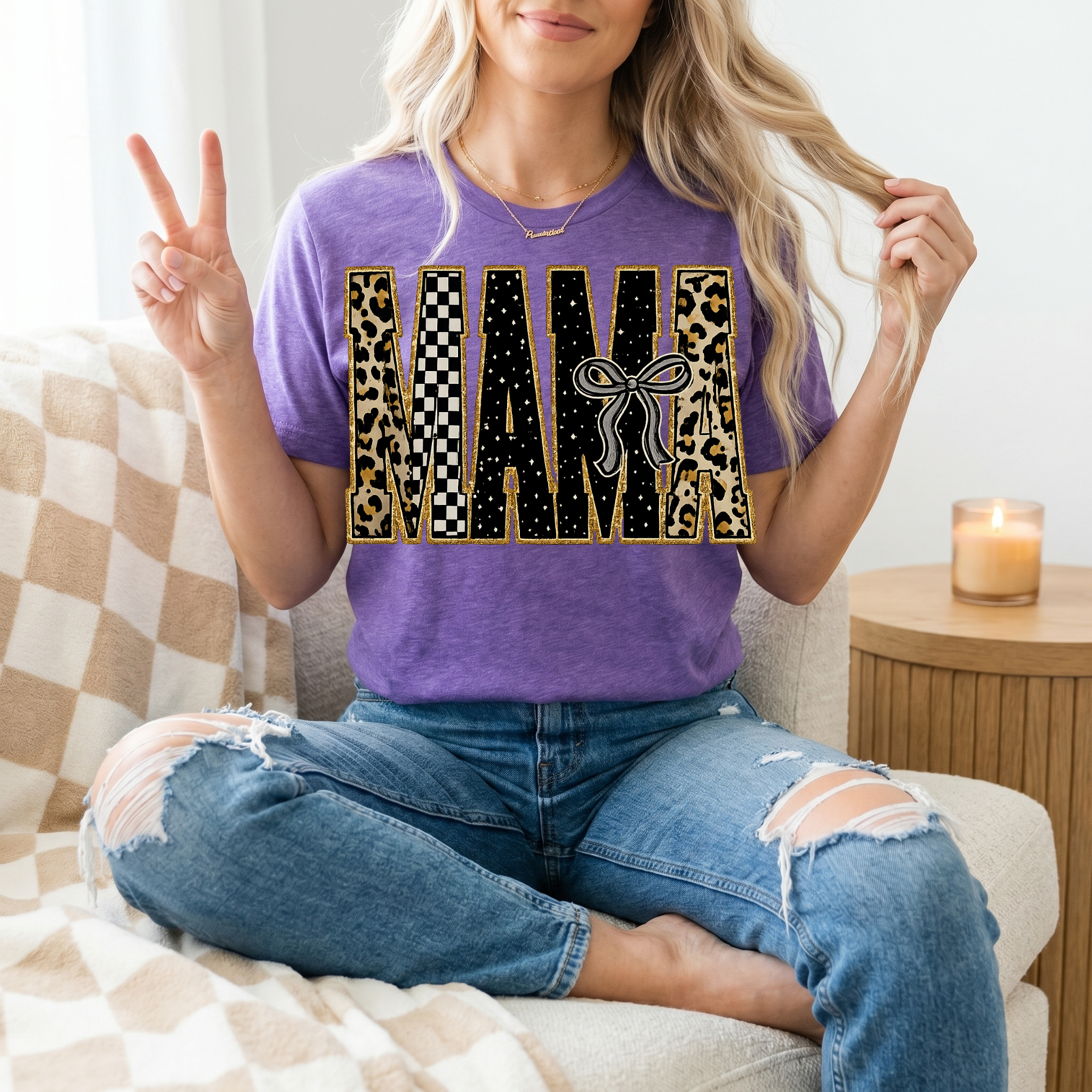 Mama Mixed Pattern Premium Graphic Tee