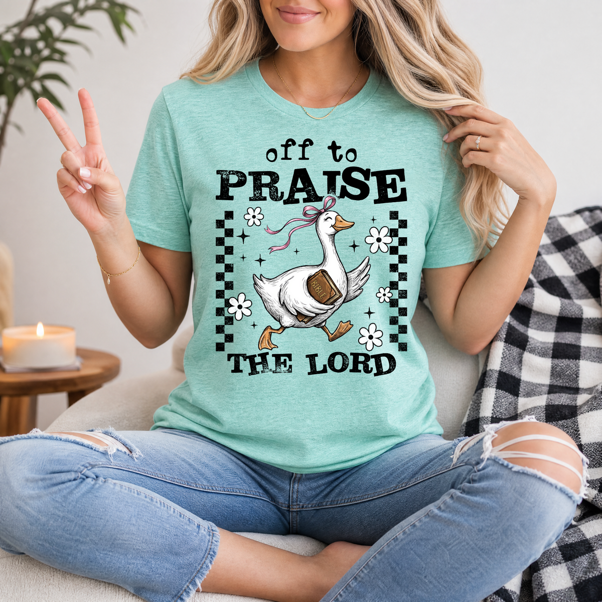 Off To Praise The Lord Christian Graphic Tee