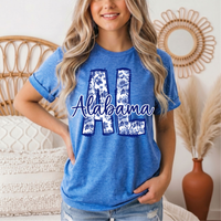 Alabama Blue Floral AL Graphic Tee