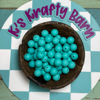 15mm Solid Silicone Beads- Teal