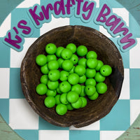 15mm Solid Silicone Beads- Neon Green