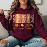 Fall for Jesus He Never Leaves Bow Cross Graphic Hoodie