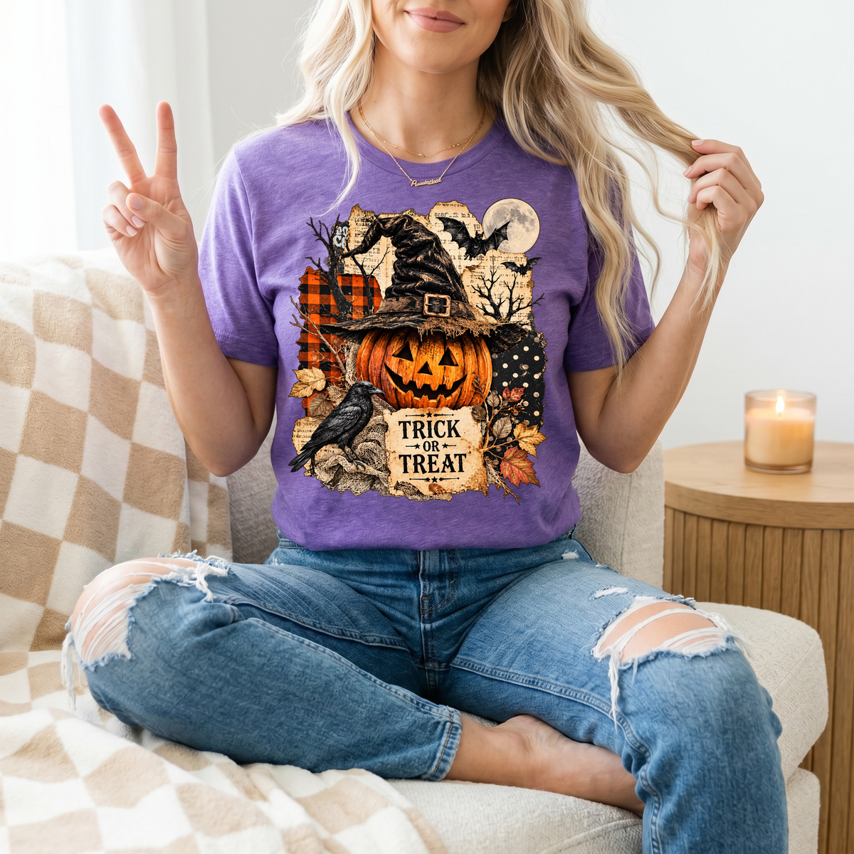 Trick or Treat Vintage Halloween Premium Graphic Tee