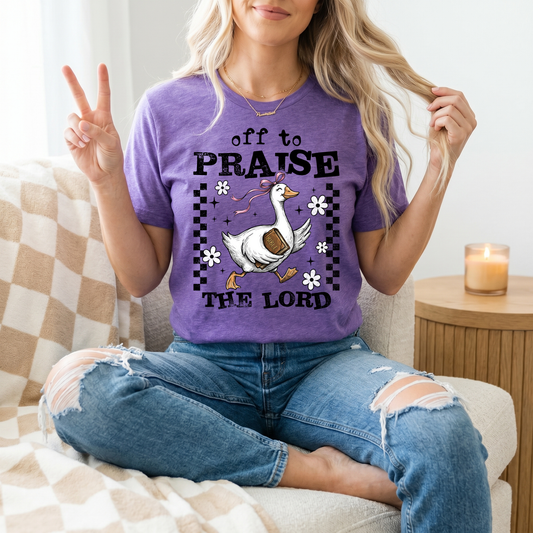 Off To Praise The Lord Christian Graphic Tee