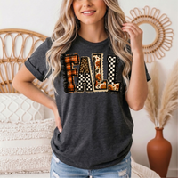 Fall Plaid Leopard & Floral Patchwork Graphic Tee