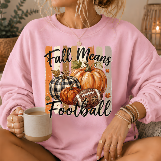 Fall Means Football Pumpkin Crewneck Sweatshirt