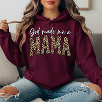God Made Me a Mama Leopard Print Graphic Hoodie