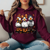Fall Ducks in Boots & Orange Bow Graphic Hoodie