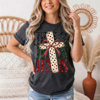 Jesus Christmas Cross & Bow Graphic Tee