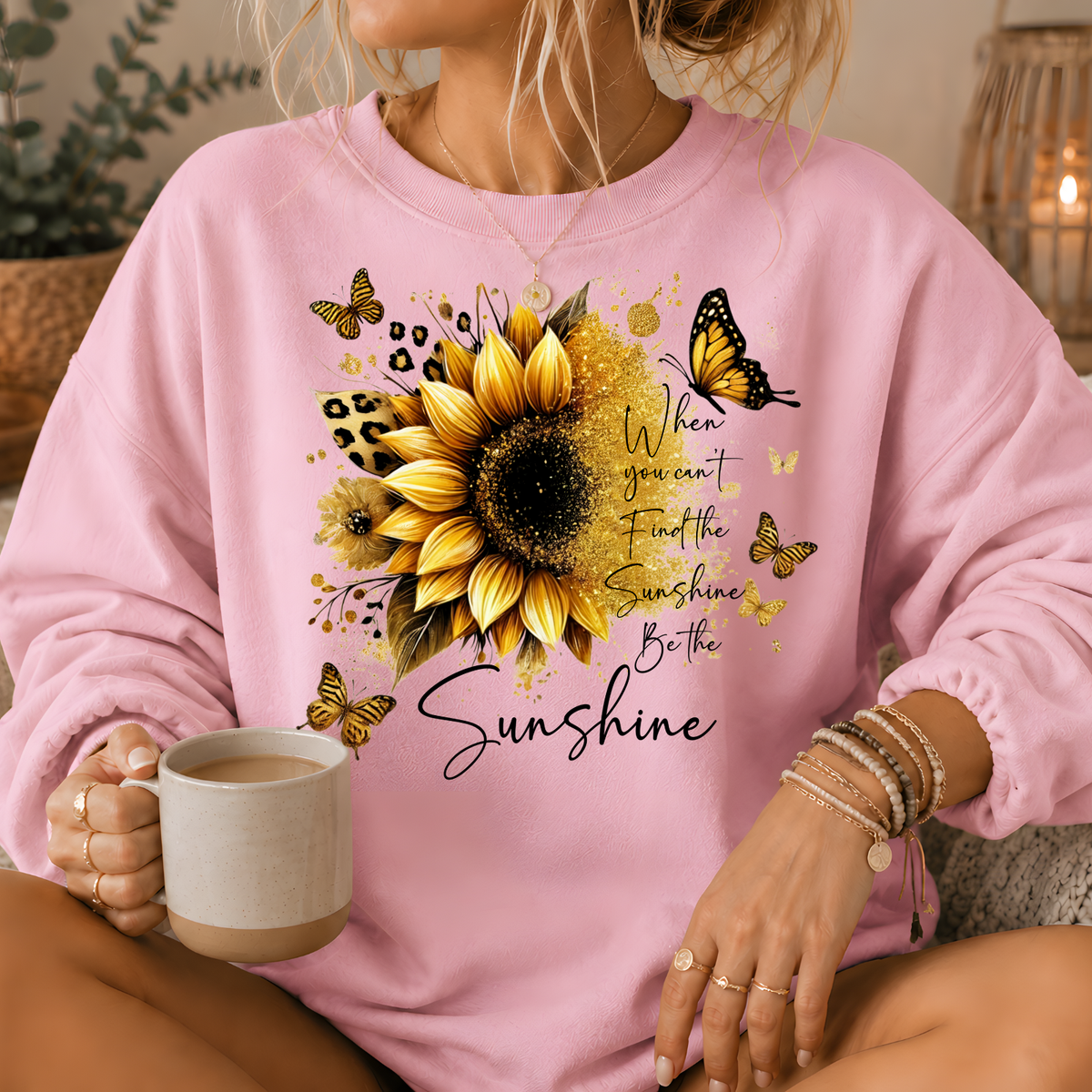 Be the Sunshine Sunflower Butterfly Crewneck Sweatshirt