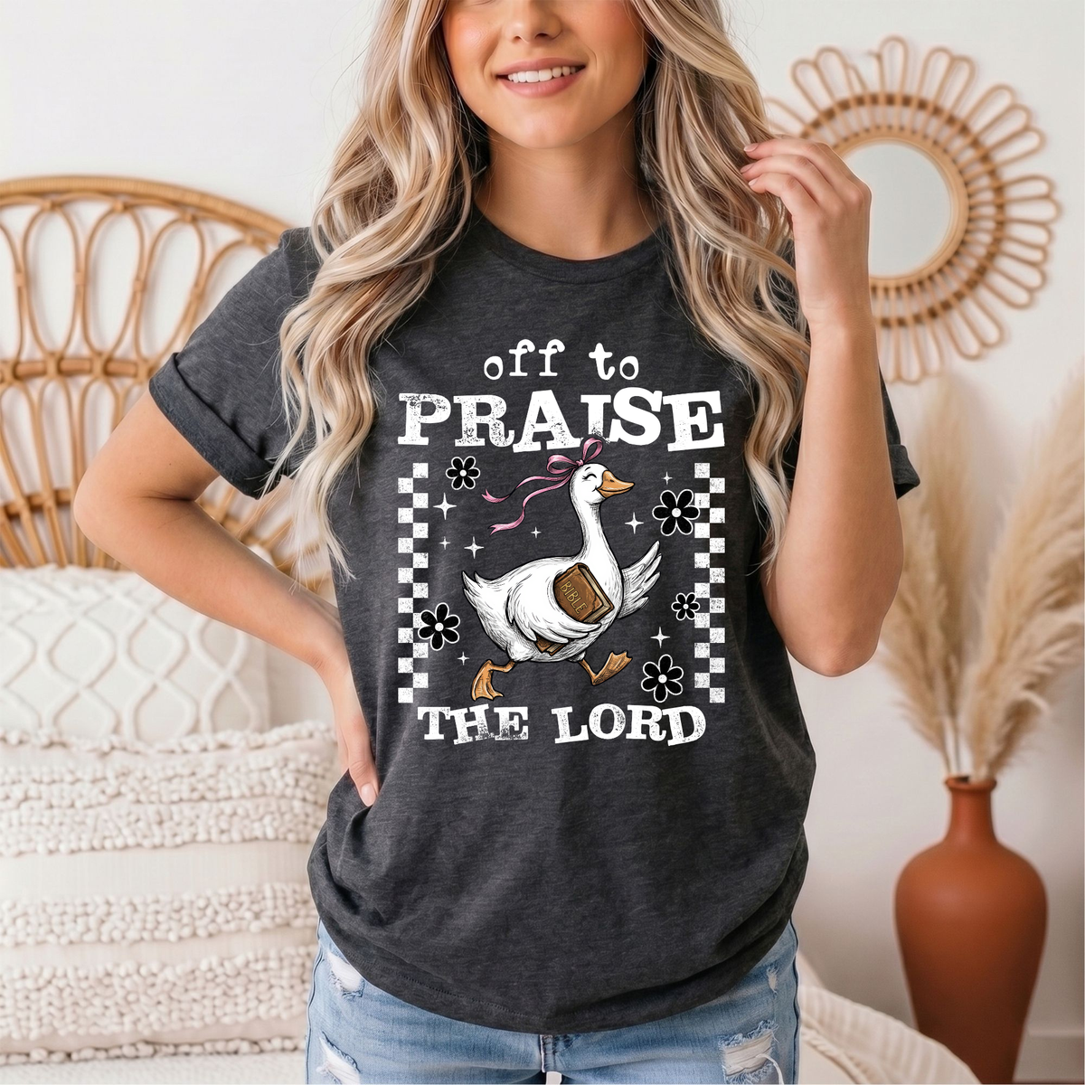 Off To Praise The Lord Christian Graphic Tee