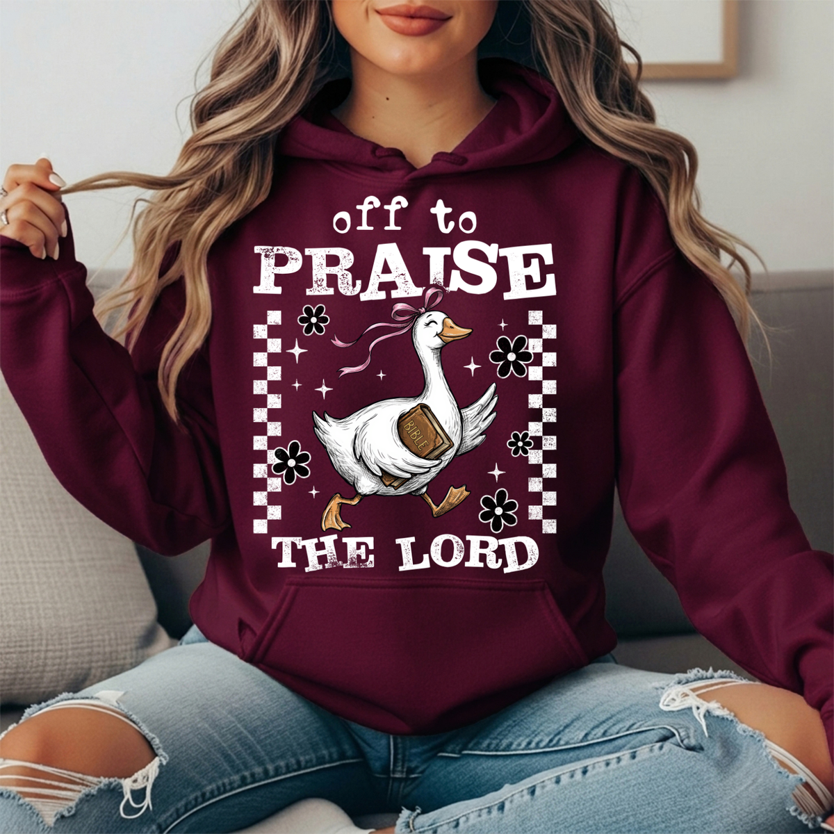 Off to Praise the Lord Goose Graphic Hoodie