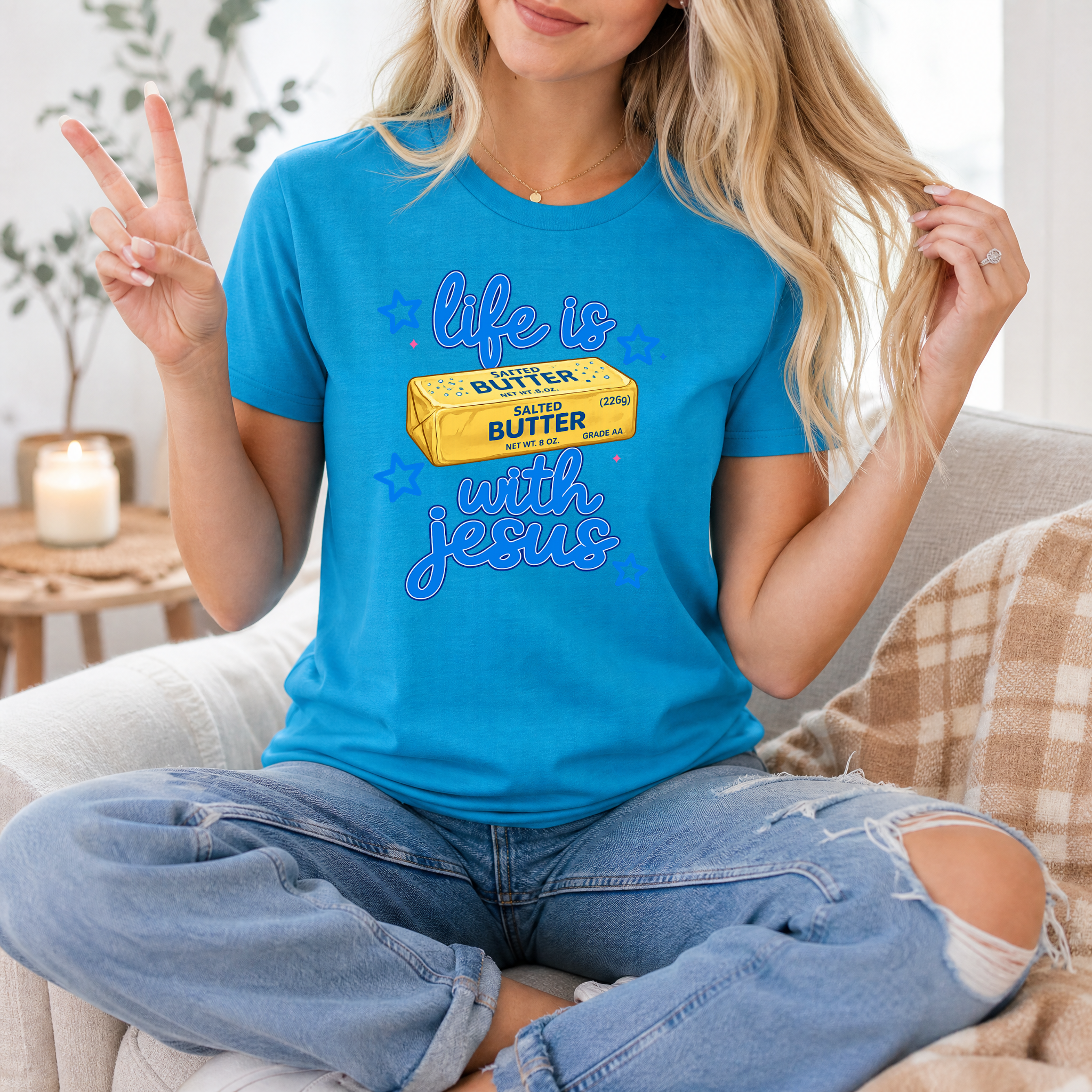 Life Is Butter With Jesus Premium Graphic Tee