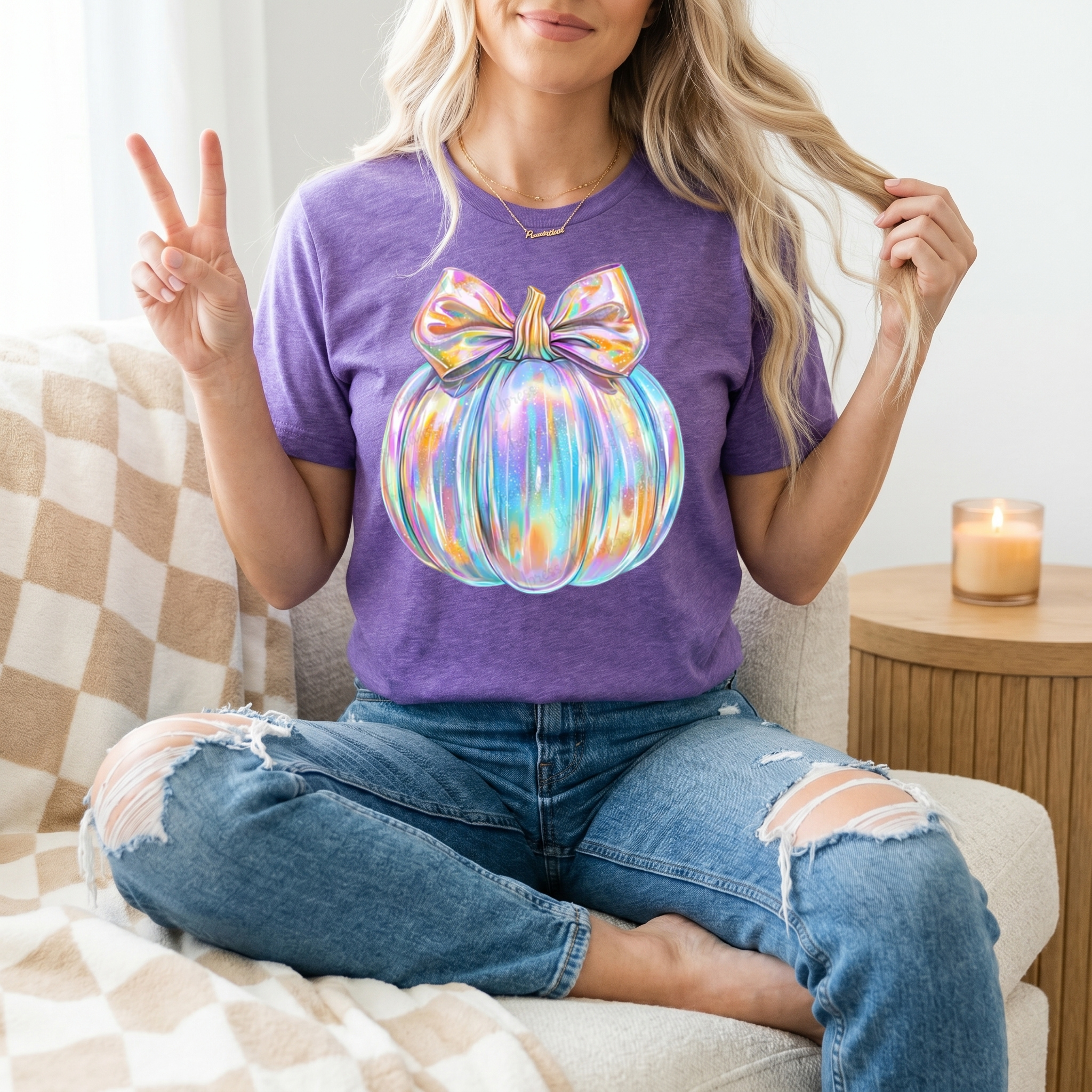 Sparkle Iridescent Pumpkin Premium Graphic Tee