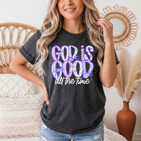 God Is Good All the Time Purple Bow Graphic Tee
