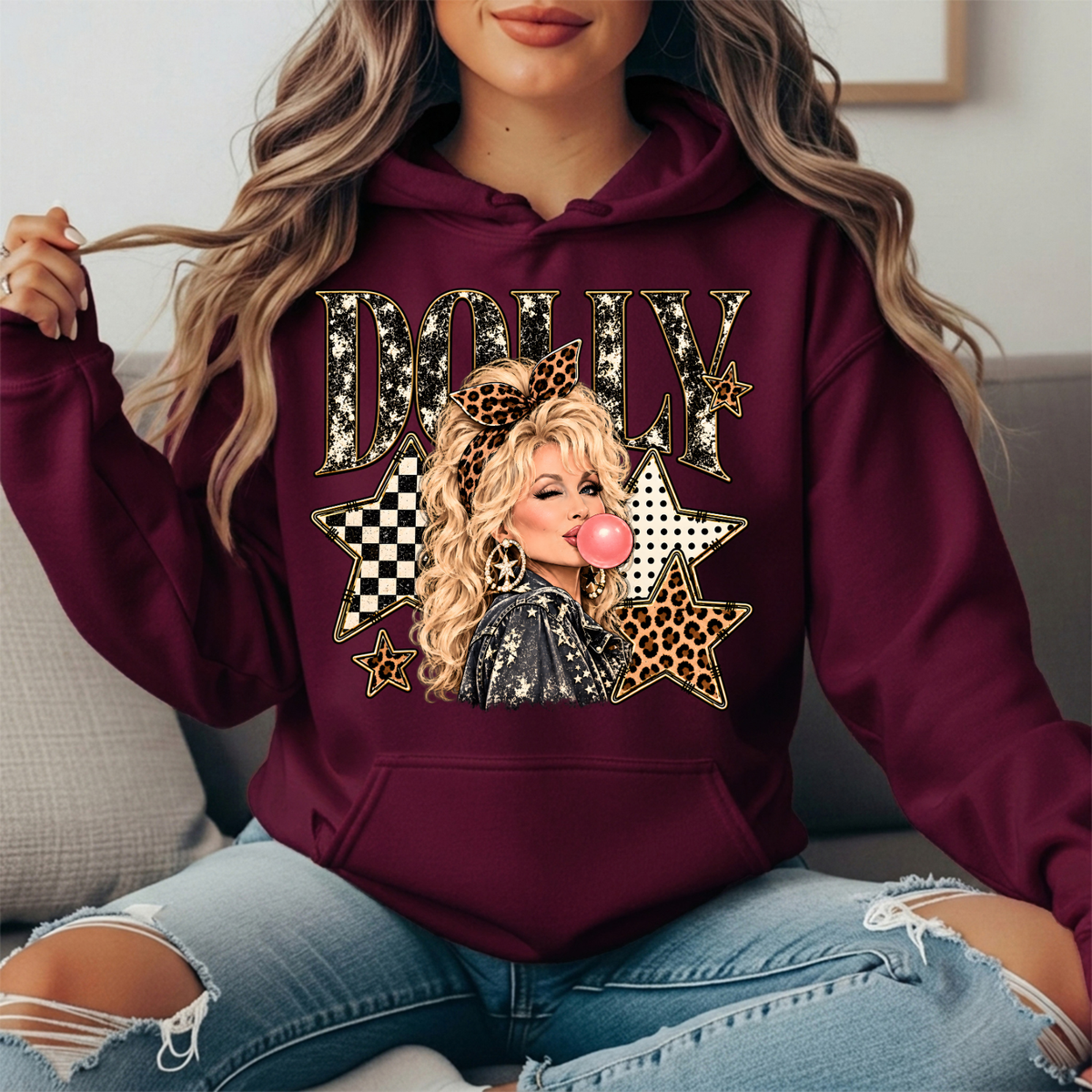Dolly Bubblegum & Leopard Stars Graphic Hoodie