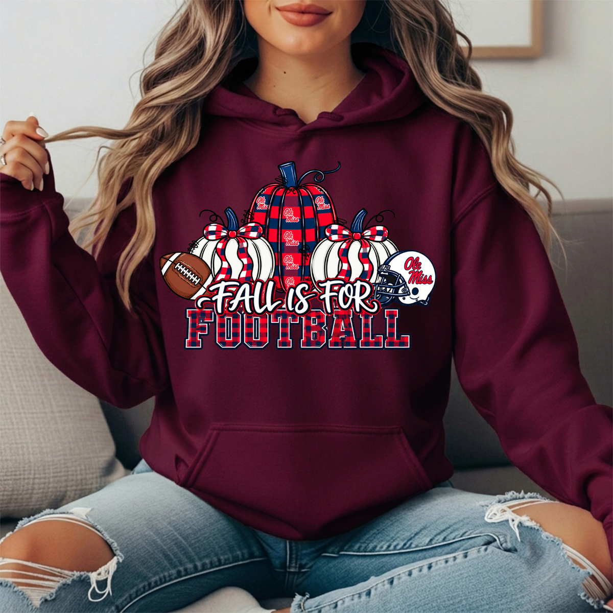 Ole Miss Fall Is for Football Pumpkin Graphic Hoodie