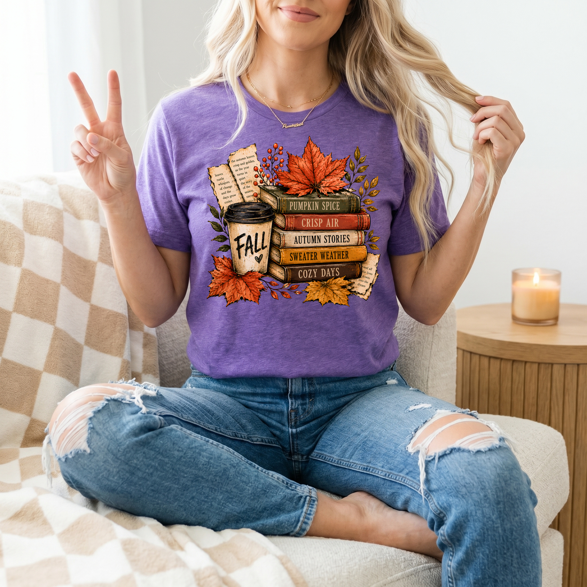 Fall & Bookish Cozy Premium Graphic Tee