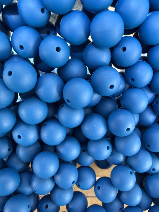Wholesale 15mm Solid Silicone Beads- Royal Blue