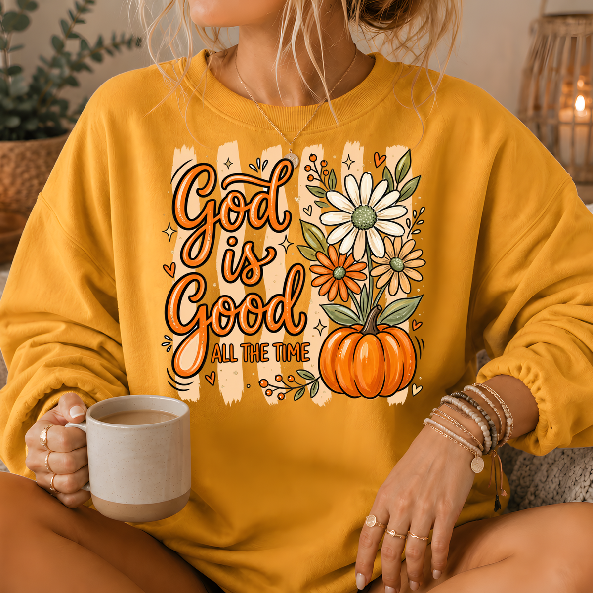 God Is Good Pumpkin Premium Crewneck Sweatshirt