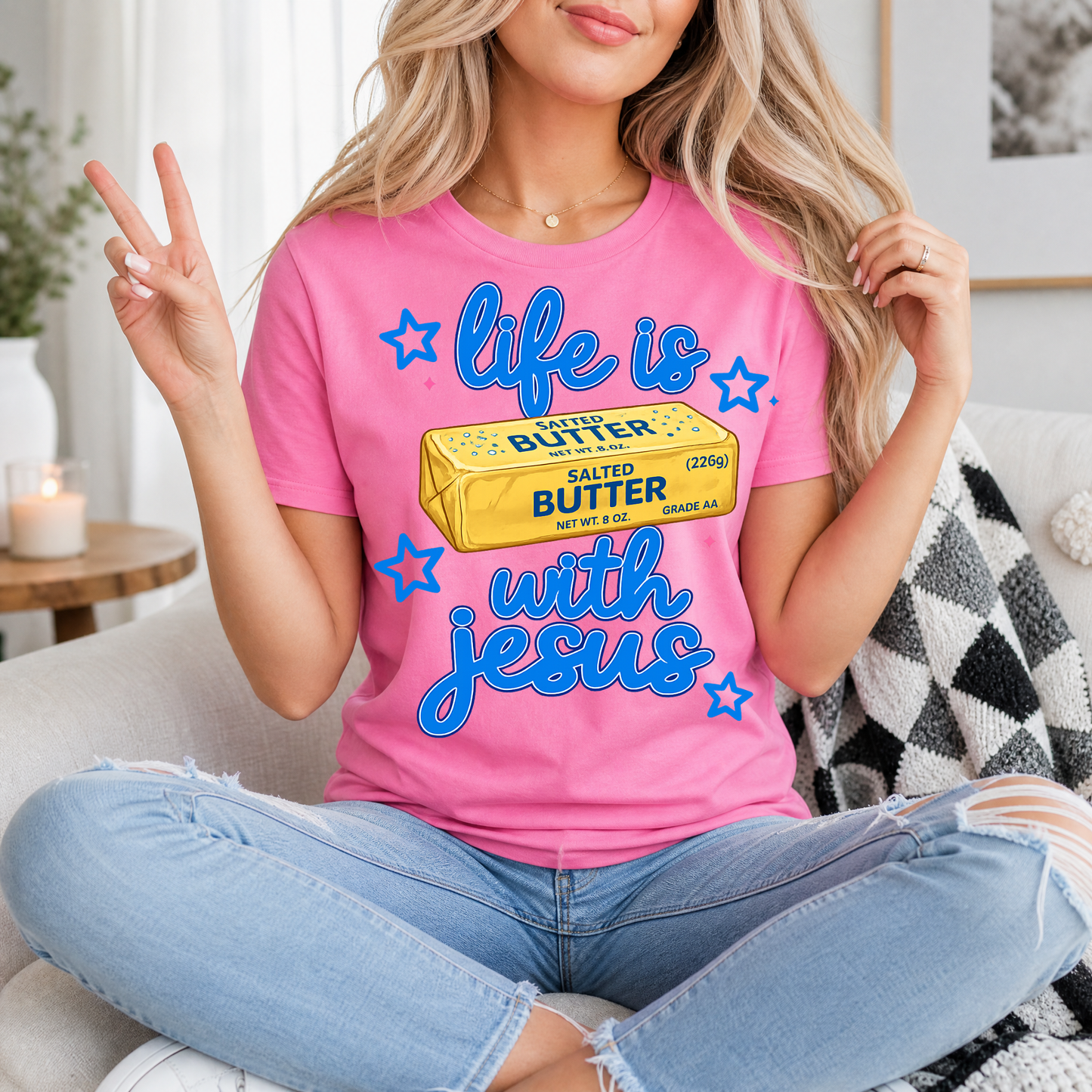 Life Is Butter With Jesus Premium Graphic Tee