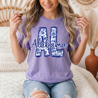 Alabama Blue Floral AL Graphic Tee