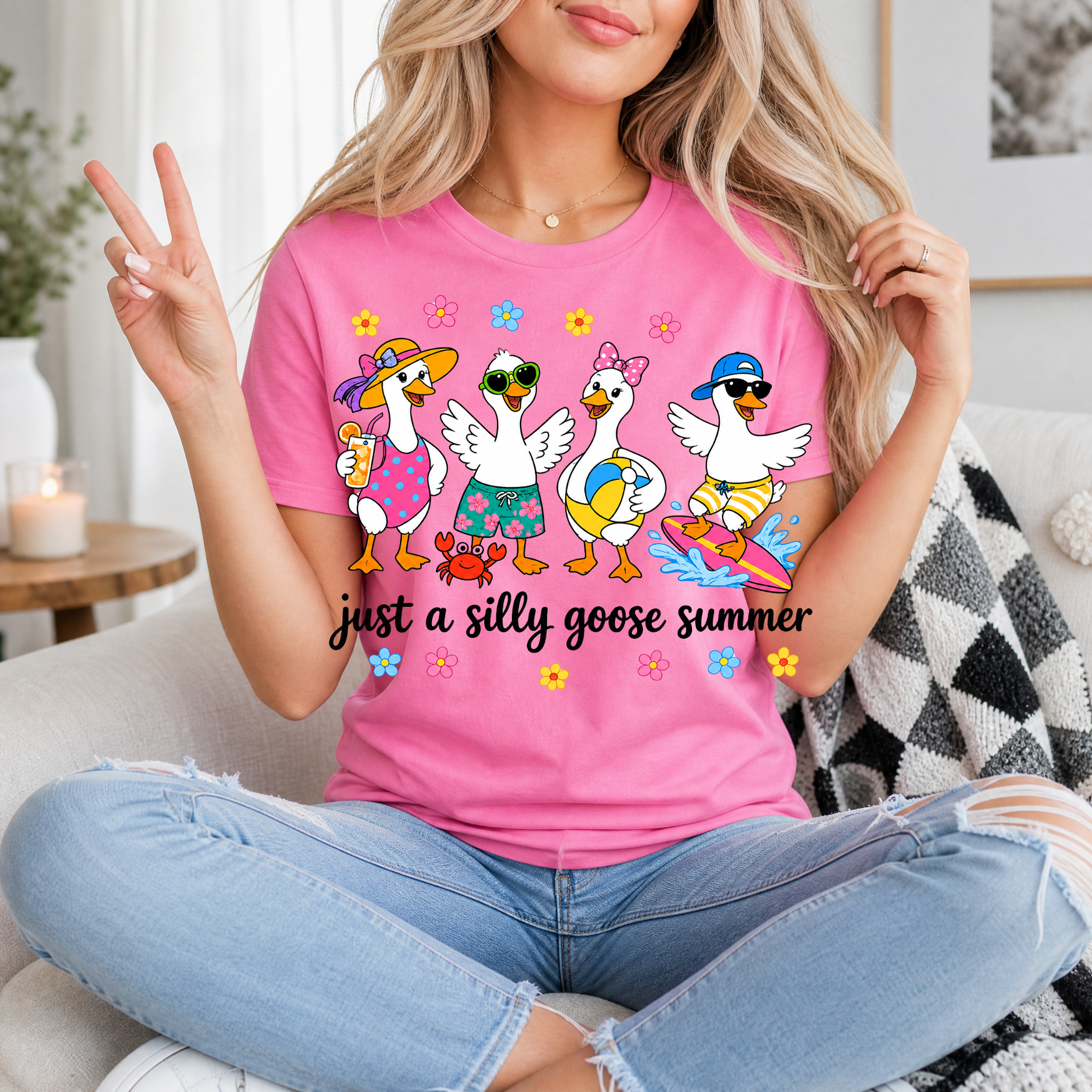 Just A Silly Goose Summer Premium Graphic Tee