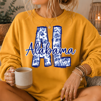 Alabama Blue Floral AL Crewneck Sweatshirt
