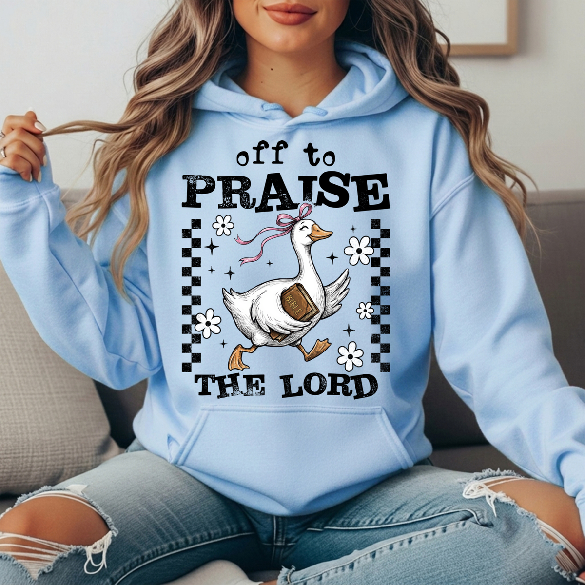 Off to Praise the Lord Goose Graphic Hoodie