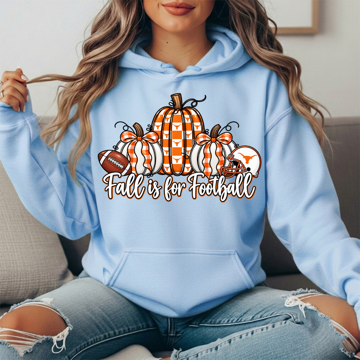 Texas Longhorns Fall Is for Football Pumpkin Graphic Hoodie
