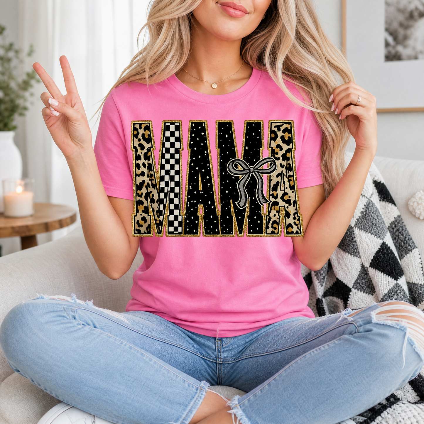 Mama Mixed Pattern Premium Graphic Tee