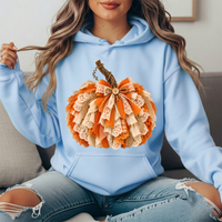 Rustic Lace & Burlap Pumpkin Graphic Hoodie