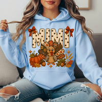 Mimi Thanksgiving Turkey & Rust Bows Graphic Hoodie